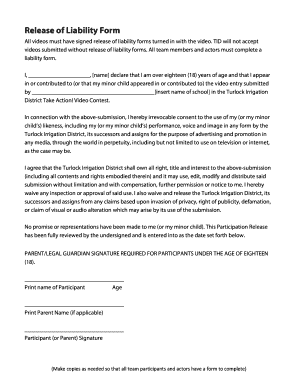 Release of Liability Form