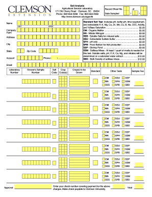 Soil Analysis Laboratory Record Sheet