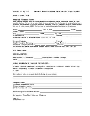 Medical Release Form - Istrouma - istrouma