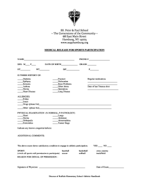 Medical Release for Sports Participation