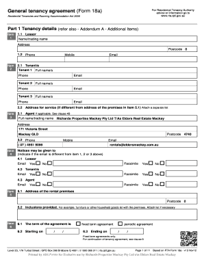 Queensland Residential Tenancy Agreement Form 18a