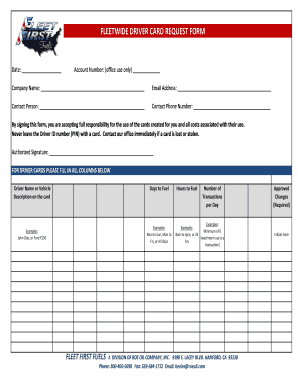 Fleetwide Driver Card Request Form
