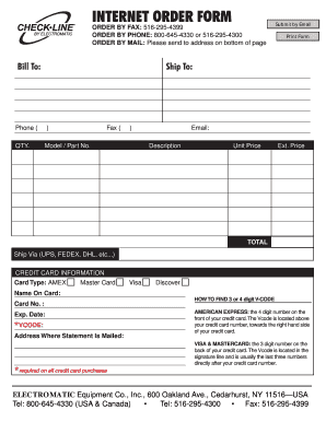 Internet Order Form