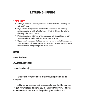 FedEx Return Shipping Form