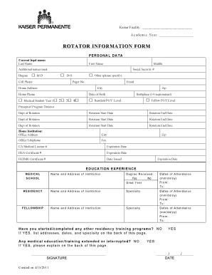 Rotator Information Form