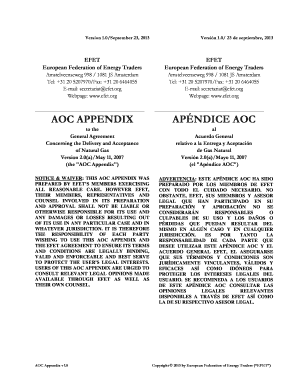 AOC Appendix to General Agreement on Natural Gas Delivery