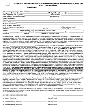 Medical History and Consent Form for Minors