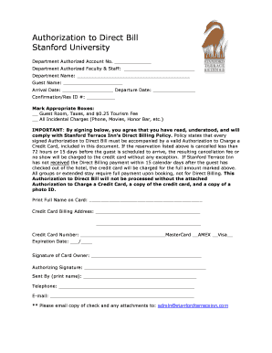 Stanford University Direct Billing Authorization