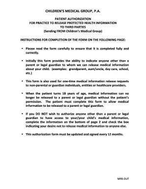 Patient Authorization for Medical Information Release