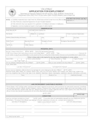 City of Miami Employment Application