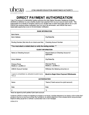 Utah Student Loan Direct Payment Authorization