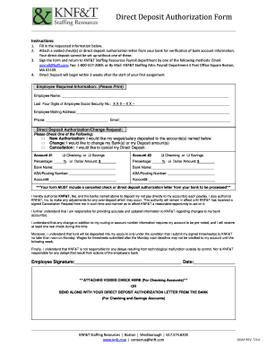 Direct Deposit Authorization Form
