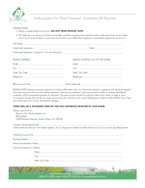 Automatic Bill Payment Authorization