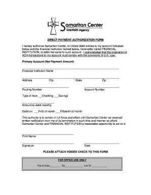 Direct Payment Authorization Form