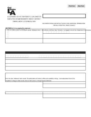 Employee Reimbursement Direct Deposit Authorization