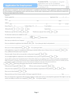 Employment Application Form