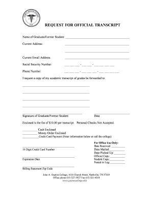 Request for Official Transcript