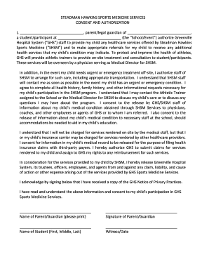 Steadman Hawkins Sports Medicine Consent Form