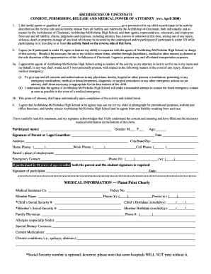 Archdiocese of Cincinnati Activity Consent Form