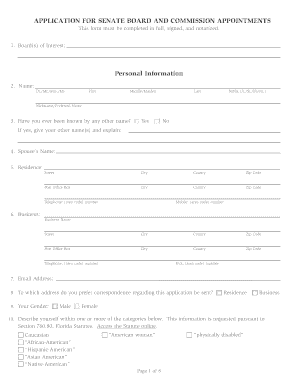 Florida Senate Board and Commission Application