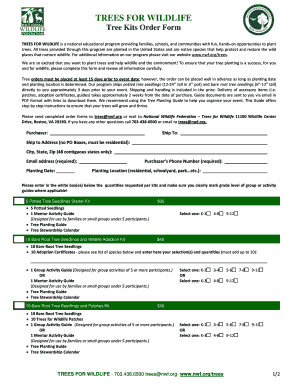 Trees for Wildlife Order Form