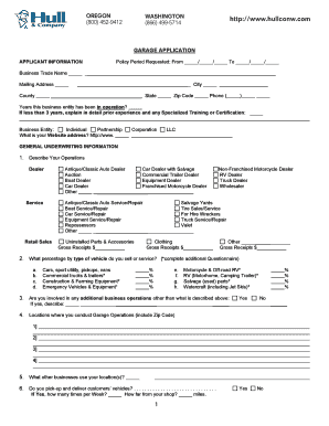 Garage Business Insurance Application