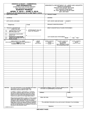 Minnesota Prevailing Wage Survey Form