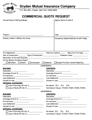 Commercial Quote Request Form