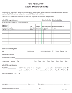 Graduate Transfer Credit Request Form