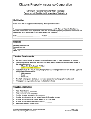 Commercial Residential Inspection Form