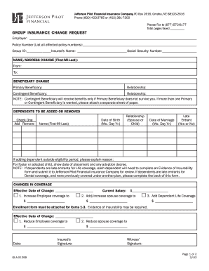 Group Insurance Change Request Form