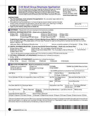 Blue Cross Small Group Employee Application