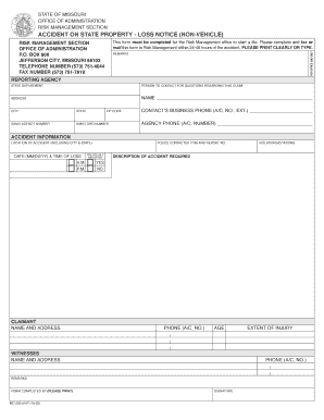 Missouri Accident on State Property Loss Notice