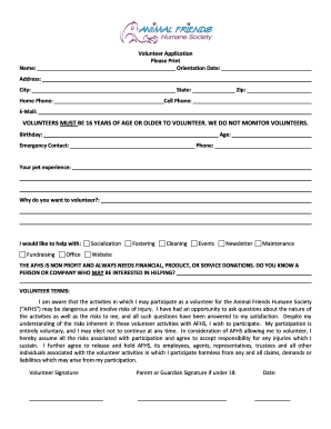 Volunteer Application Form