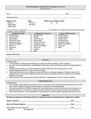 South Burlington School District Leave Request Form