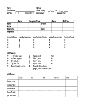 Student Transition Planning Form