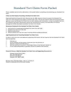 Standard Tort Claim Form SF 210