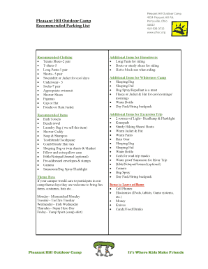 Packing list format word - Recommended Packing List 44822 - PHOC - phoc