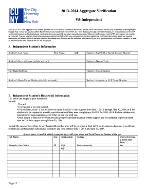 2013-2014 FAFSA Verification Form