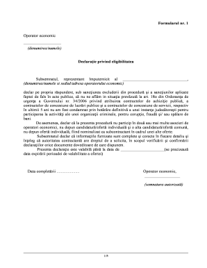 Romanian Economic Operator Declaration Forms