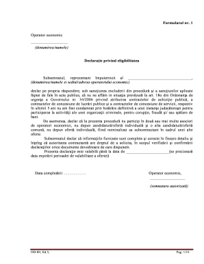 Romanian Economic Operator Declaration Forms