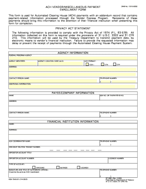ACH Vendor Miscellaneous Payment Form
