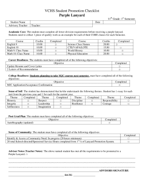 Hospital discharge summary - VCHS Student Promotion Checklist Purple Lanyard - valleycharterhighschool