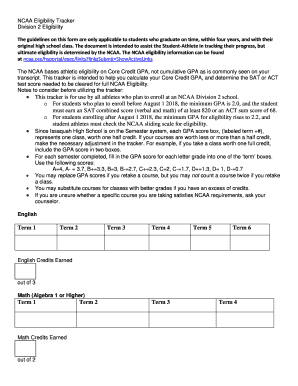 NCAA Division 2 Eligibility Tracker