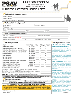 Exhibitor Electrical Order Form