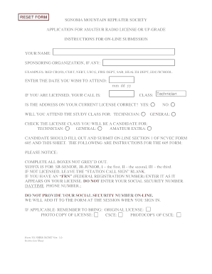 Amateur Radio License Application