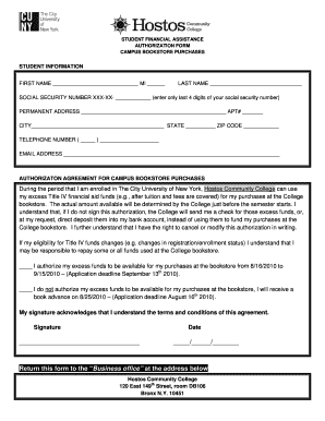 Student Financial Assistance Authorization Form