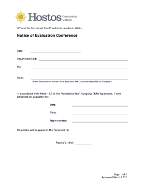 Notice of Evaluation Conference