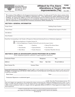 City of San Diego Fire Alarm Affidavit