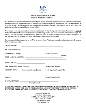 Authorization Form for Direct Debit Payments